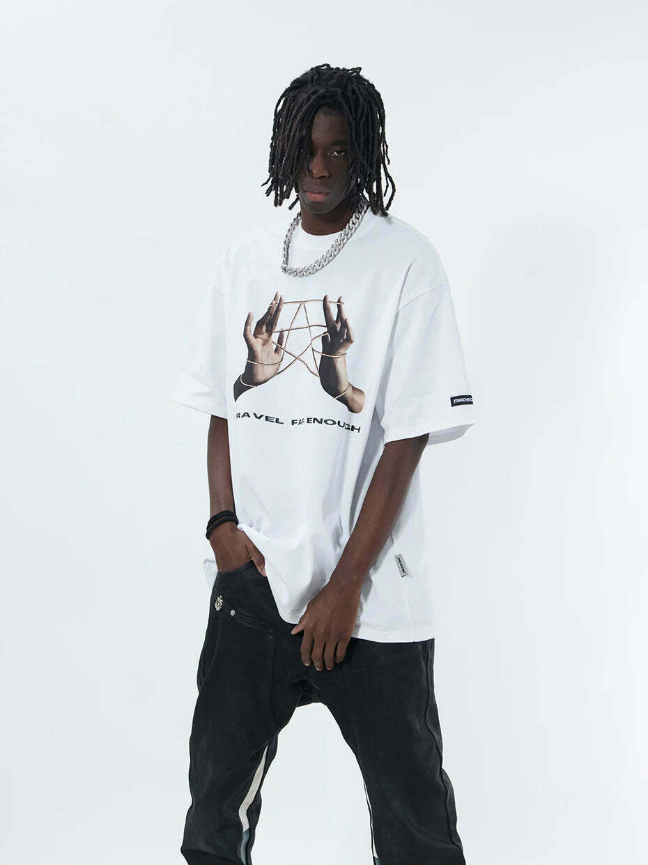 Vintage 'Cats Cradle Star' Graphic Tee - Y2K Aesthetic Fashion for Women