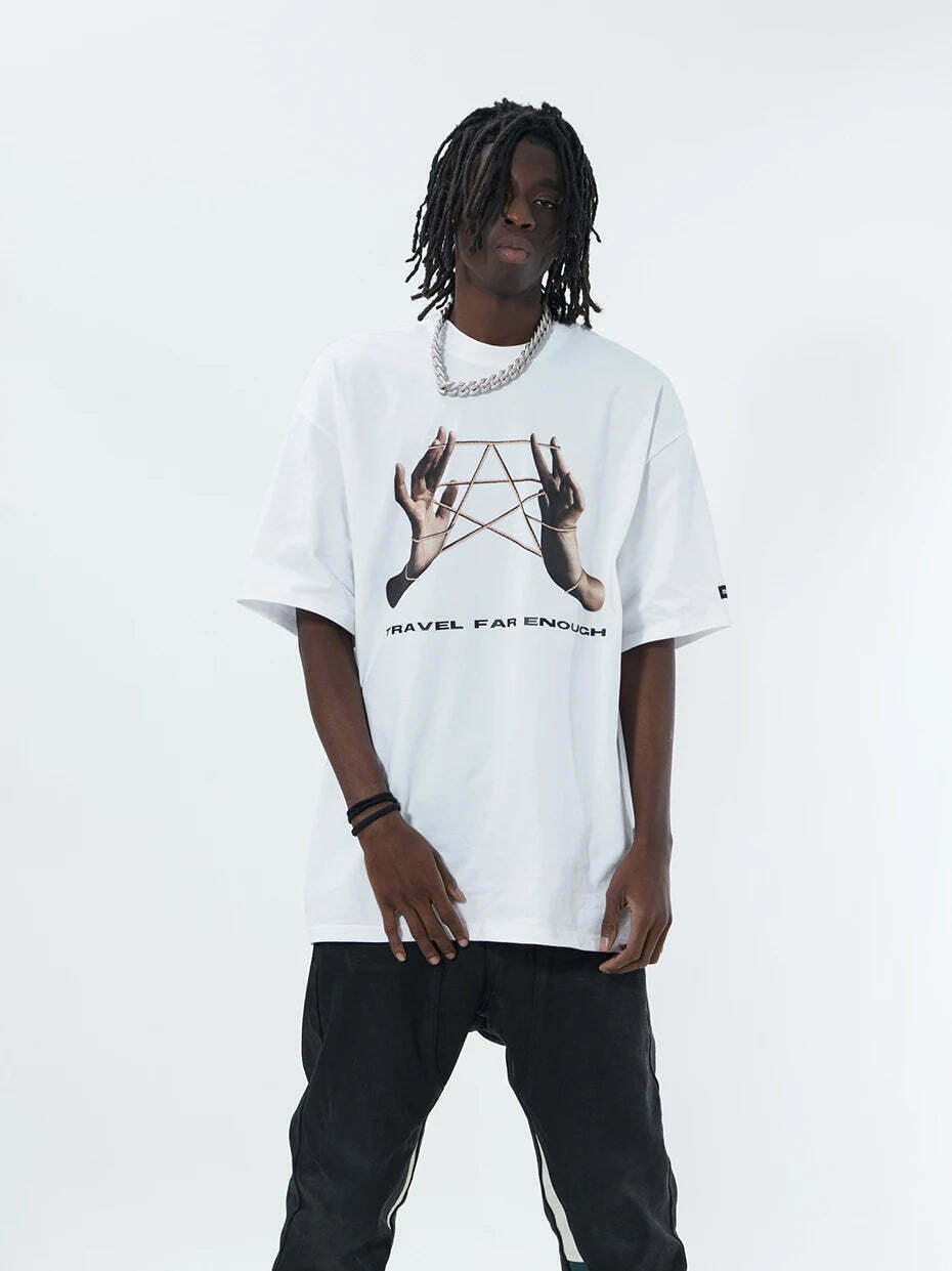 Vintage 'Cats Cradle Star' Graphic Tee - Y2K Aesthetic Fashion for Women