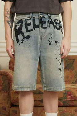 Vintage 'Release' Painted Y2K Cargo Skirt - Coquette Aesthetic Grunge Style