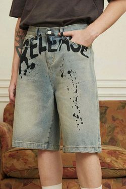 Vintage 'Release' Painted Y2K Cargo Skirt - Coquette Aesthetic Grunge Style