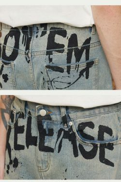 Vintage 'Release' Painted Y2K Cargo Skirt - Coquette Aesthetic Grunge Style