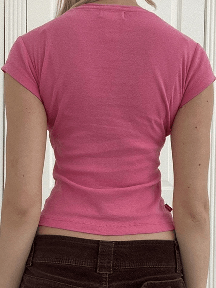 Vintage Acanthus Logo Print Baby Tee - Y2K Fashion Niche Women's Clothing Vintage Acanthus Logo Print Baby Tee - Y2K Fashion Niche Women's Clothing