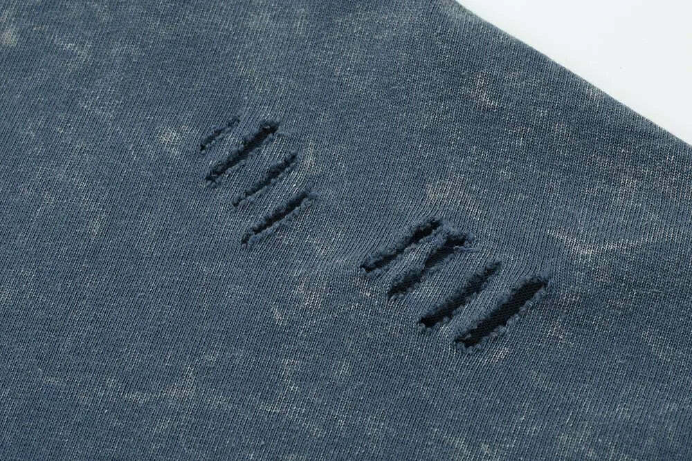 Vintage Acid Wash Ripped Long Sleeve: Y2K Grunge Aesthetic Top for Women