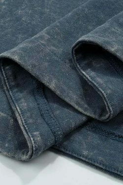 Vintage Acid Wash Ripped Long Sleeve: Y2K Grunge Aesthetic Top for Women