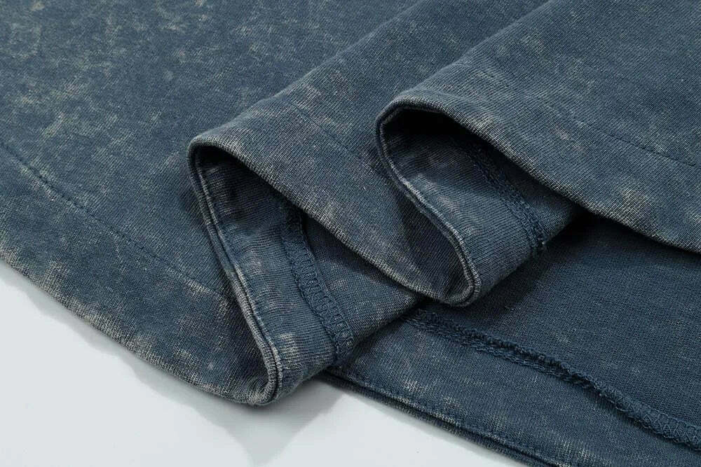 Vintage Acid Wash Ripped Long Sleeve: Y2K Grunge Aesthetic Top for Women