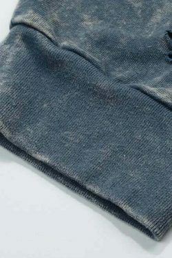 Vintage Acid Wash Ripped Long Sleeve: Y2K Grunge Aesthetic Top for Women