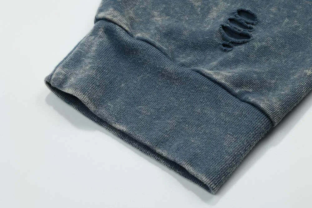 Vintage Acid Wash Ripped Long Sleeve: Y2K Grunge Aesthetic Top for Women