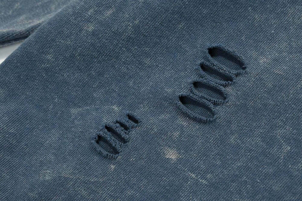 Vintage Acid Wash Ripped Long Sleeve: Y2K Grunge Aesthetic Top for Women