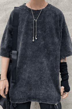 Vintage Acid Wash Tee - Y2K Fashion Men's Retro Grunge Aesthetic Shirt