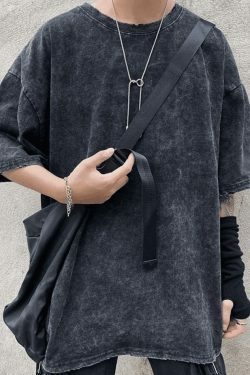 Vintage Acid Wash Tee - Y2K Fashion Men's Retro Grunge Aesthetic Shirt