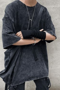 Vintage Acid Wash Tee - Y2K Fashion Men's Retro Grunge Aesthetic Shirt