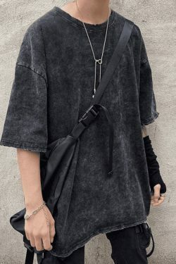 Vintage Acid Wash Tee - Y2K Fashion Men's Retro Grunge Aesthetic Shirt