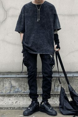 Vintage Acid Wash Tee - Y2K Fashion Men's Retro Grunge Aesthetic Shirt