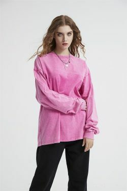 Vintage Acid Washed Long Sleeve Tee - Y2K Fashion Staple for Women - Coquette Aesthetic Grunge Style