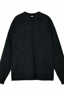 Vintage Acid Washed Long Sleeve Tee - Y2K Fashion Staple for Women - Coquette Aesthetic Grunge Style