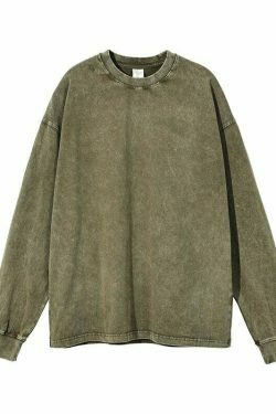 Vintage Acid Washed Long Sleeve Tee - Y2K Fashion Staple for Women - Coquette Aesthetic Grunge Style