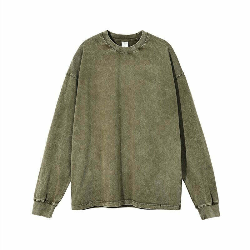 Vintage Acid Washed Long Sleeve Tee - Y2K Fashion Staple for Women - Coquette Aesthetic Grunge Style Vintage Acid Washed Long Sleeve Tee - Y2K Fashion Staple for Women - Coquette Aesthetic Grunge Style