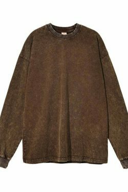 Vintage Acid Washed Long Sleeve Tee - Y2K Fashion Staple for Women - Coquette Aesthetic Grunge Style