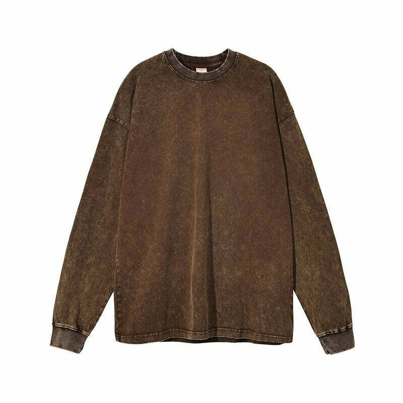 Vintage Acid Washed Long Sleeve Tee - Y2K Fashion Staple for Women - Coquette Aesthetic Grunge Style Vintage Acid Washed Long Sleeve Tee - Y2K Fashion Staple for Women - Coquette Aesthetic Grunge Style