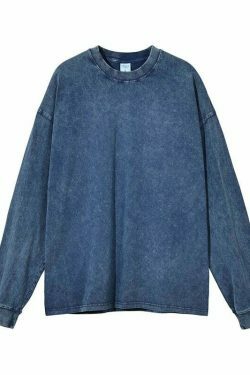 Vintage Acid Washed Long Sleeve Tee - Y2K Fashion Staple for Women - Coquette Aesthetic Grunge Style