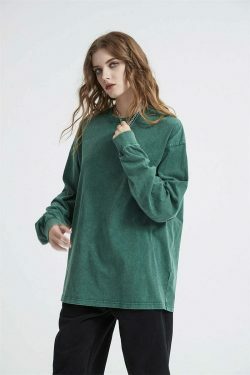 Vintage Acid Washed Long Sleeve Tee - Y2K Fashion Staple for Women - Coquette Aesthetic Grunge Style