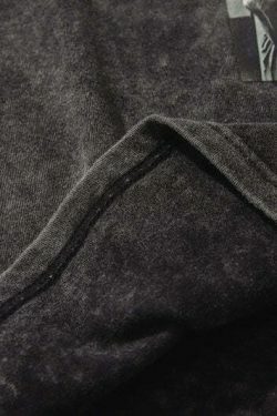 Vintage Acid Washed Statue Print T-Shirt with Side Zip - Y2K Fashion Aesthetic