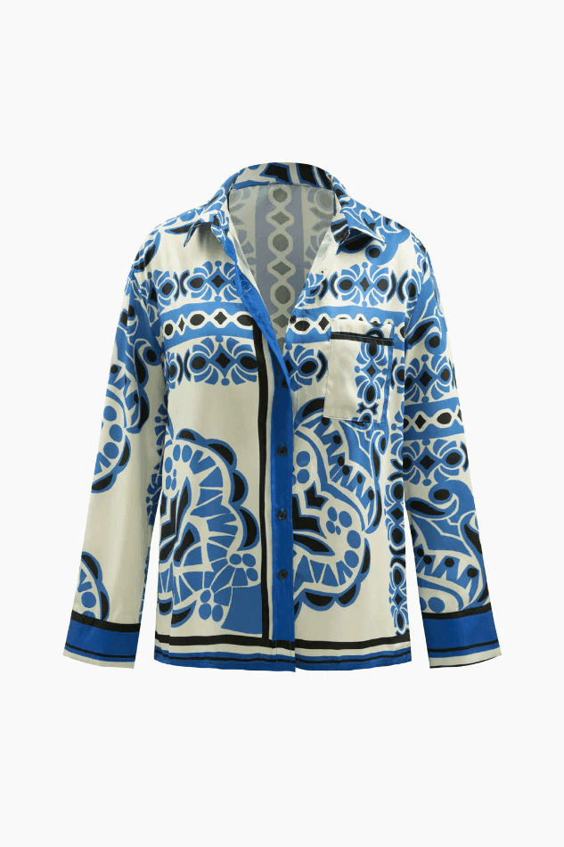 Vintage Aesthetic Cargo Skirt Shirt with Printed Pocket - Y2K Fashion Women's Top