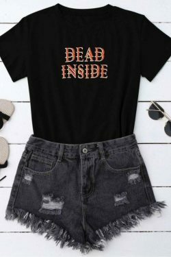 Vintage Aesthetic Dead Inside T-Shirt for Women - Y2K Fashion Grunge Style Coquette Outfit
