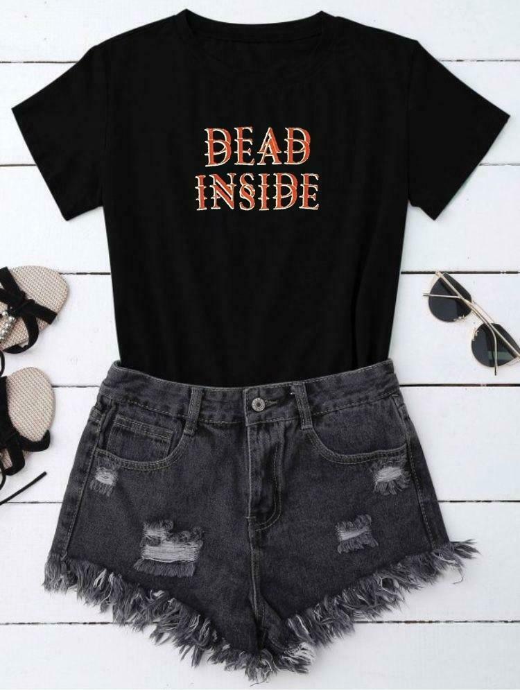 Vintage Aesthetic Dead Inside T-Shirt for Women - Y2K Fashion Grunge Style Coquette Outfit Vintage Aesthetic Dead Inside T-Shirt for Women - Y2K Fashion Grunge Style Coquette Outfit