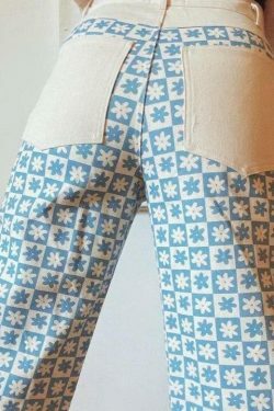 Vintage Aesthetic Indie Floral Print Pants - Y2K Fashion Grunge Style Coquette Outfits