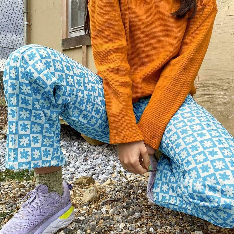 Vintage Aesthetic Indie Floral Print Pants - Y2K Fashion Grunge Style Coquette Outfits