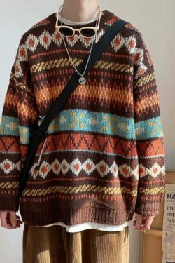 Vintage Aesthetic Patterned Unisex Sweater in Y2K Fashion Style