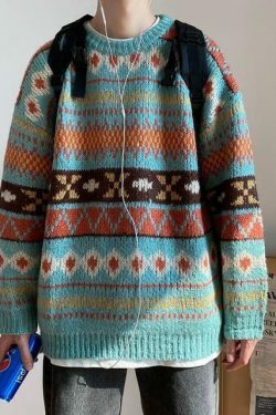 Vintage Aesthetic Patterned Unisex Sweater in Y2K Fashion Style