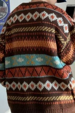Vintage Aesthetic Patterned Unisex Sweater in Y2K Fashion Style
