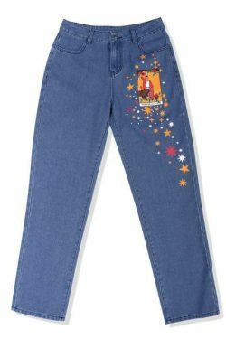 Vintage Art Hoe Printed Denim Cargo Skirt - Y2K Aesthetic Grunge Style Women's Fashion