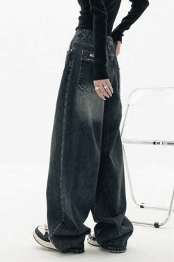 Vintage Baggy Boyfriend Jeans - Y2K Fashion Dark Wash for Women