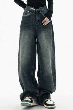 Vintage Baggy Boyfriend Jeans - Y2K Fashion Dark Wash for Women