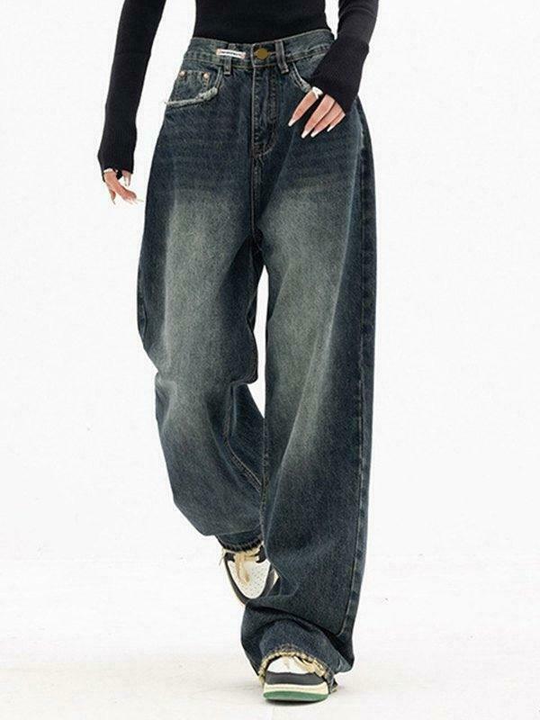 Vintage Baggy Boyfriend Jeans - Y2K Fashion Dark Wash for Women Vintage Baggy Boyfriend Jeans - Y2K Fashion Dark Wash for Women