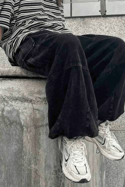 Vintage Baggy Cargo Jeans - Y2K Fashion Women's Denim Trousers with a Retro Aesthetic