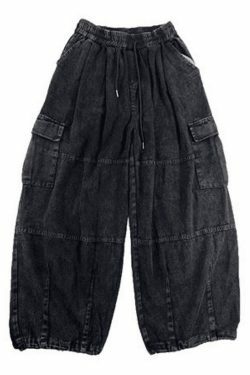 Vintage Baggy Cargo Jeans - Y2K Fashion Women's Denim Trousers with a Retro Aesthetic