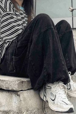 Vintage Baggy Cargo Jeans - Y2K Fashion Women's Denim Trousers with a Retro Aesthetic