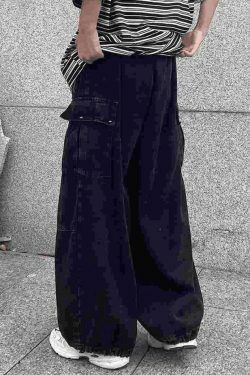 Vintage Baggy Cargo Jeans - Y2K Fashion Women's Denim Trousers with a Retro Aesthetic