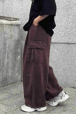Vintage Baggy Cargo Jeans - Y2K Fashion Women's Denim Trousers with a Retro Aesthetic