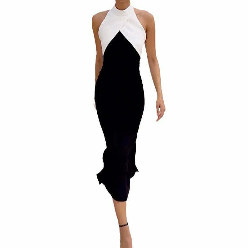 Vintage Black & White Long Dress - Y2K Fashion Aesthetic for Women - Coquette Style Outfit Vintage Black & White Long Dress - Y2K Fashion Aesthetic for Women - Coquette Style Outfit
