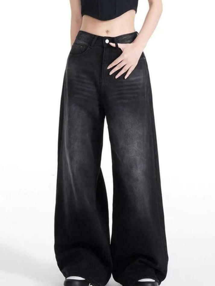 Vintage Black Wash High Rise Boyfriend Jeans - Y2K Aesthetic Denim - Coquette Style Fashion Piece