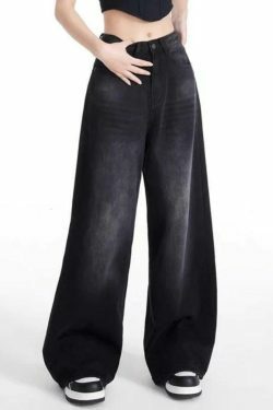 Vintage Black Wash High Rise Boyfriend Jeans - Y2K Aesthetic Denim - Coquette Style Fashion Piece