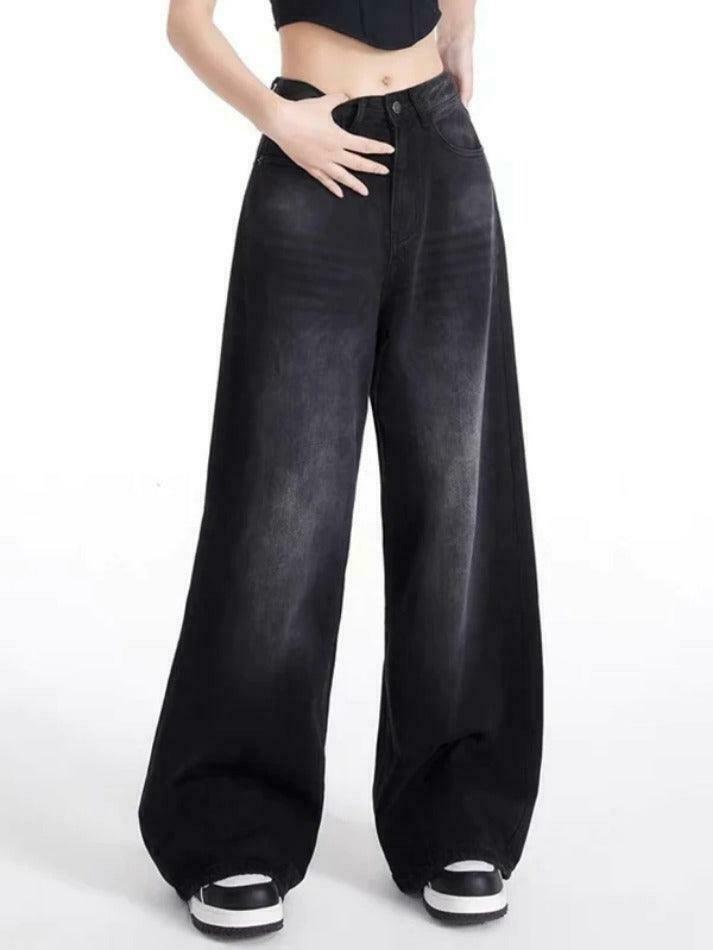 Vintage Black Wash High Rise Boyfriend Jeans - Y2K Aesthetic Denim - Coquette Style Fashion Piece