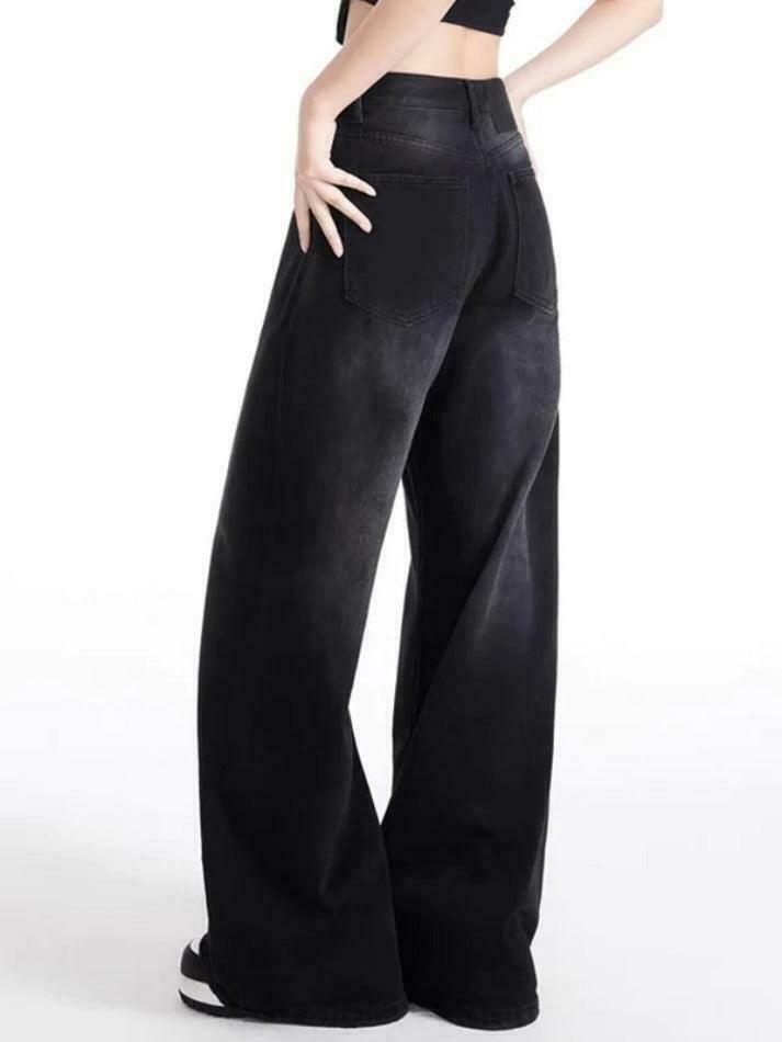 Vintage Black Wash High Rise Boyfriend Jeans - Y2K Aesthetic Denim - Coquette Style Fashion Piece