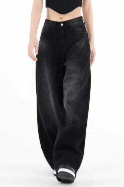 Vintage Black Wash High Rise Boyfriend Jeans - Y2K Aesthetic Denim - Coquette Style Fashion Piece