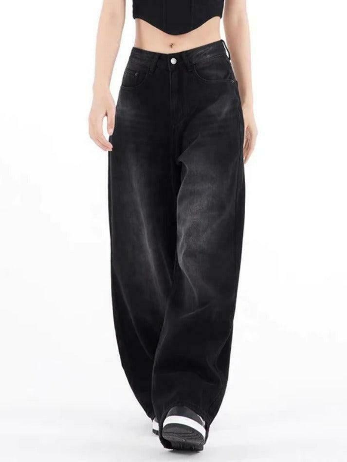 Vintage Black Wash High Rise Boyfriend Jeans - Y2K Aesthetic Denim - Coquette Style Fashion Piece